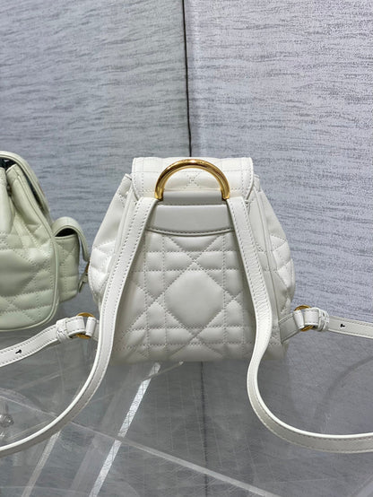 DIOR SMALL 20 CARO BACKPACK IN WHITE MACROCANNAGE LAMBSKIN