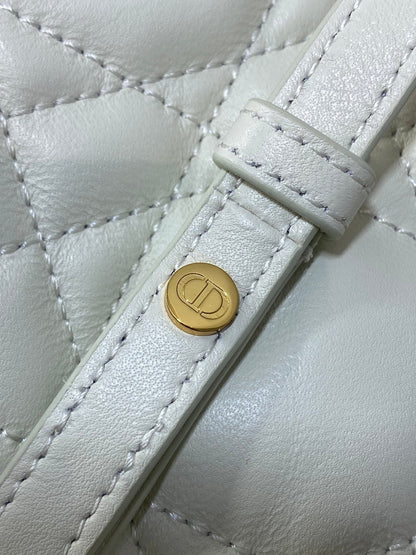 DIOR SMALL 20 CARO BACKPACK IN WHITE MACROCANNAGE LAMBSKIN