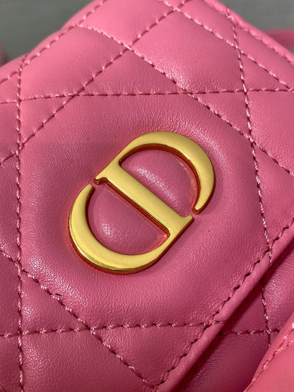 DIOR SMALL 20 CARO BACKPACK IN PUNCH PINK MACROCANNAGE LAMBSKIN