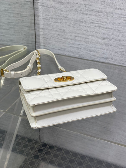 DIOR MISS CARO MINI 17 BAG IN WHITE MACROCANNAGE LAMBSKIN
