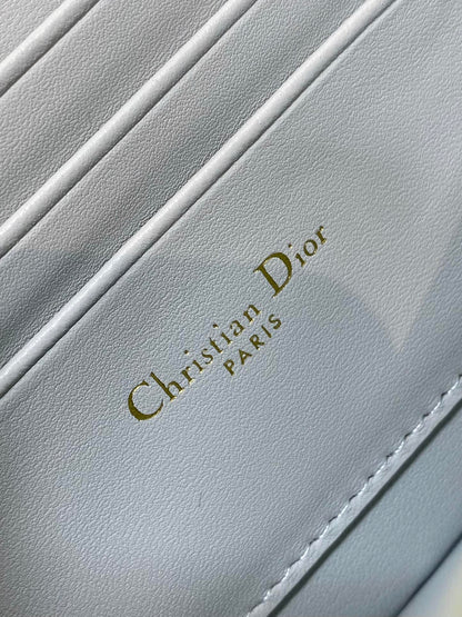 DIOR MISS CARO MINI 17 BAG IN CHROME GRAY MACROCANNAGE LAMBSKIN