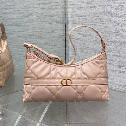 DIOR MISS CARO CIGALE MINI 24 BAG IN POWDER PINK MACROCANNAGE LAMBSKIN