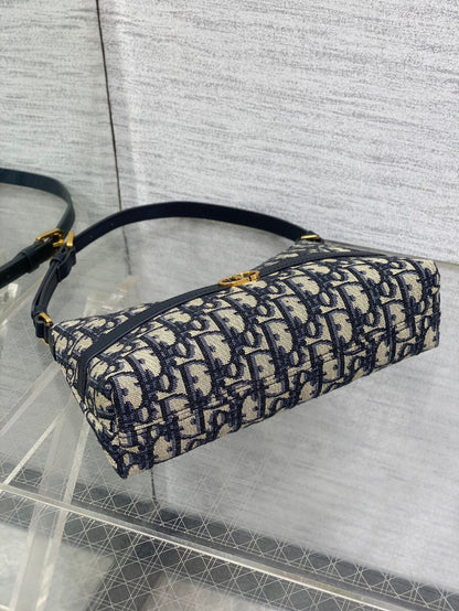DIOR MONTAIGNE CIGALE MINI 24 BAG IN BLUE  OBLIQUE JACQUARD