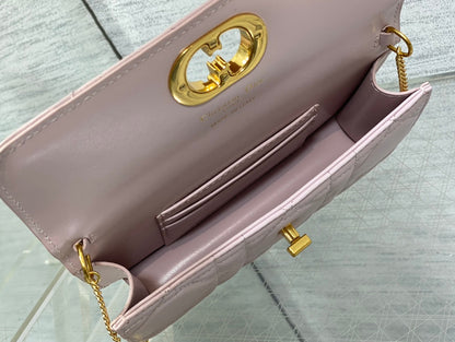 DIOR MONTAIGNE AVENUE MINI 19 BAG IN LIGHT PINK CALFSKIN WITH GOLD HARDWARE