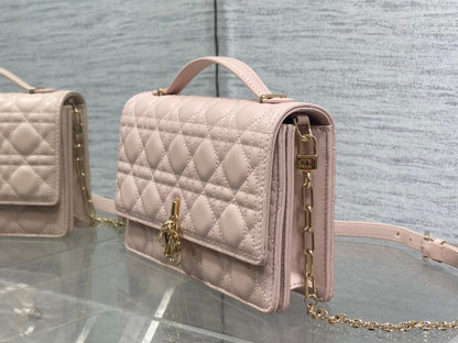 DIOR MINI BAG 24 IN LIGHT PINK PATENT CANNAGE CALFSKIN