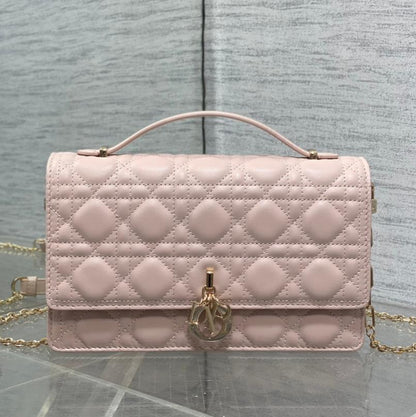 DIOR MINI BAG 24 IN LIGHT PINK PATENT CANNAGE CALFSKIN