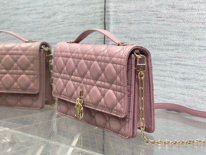 DIOR MINI BAG 24 IN ROSE PINK PATENT CANNAGE CALFSKIN