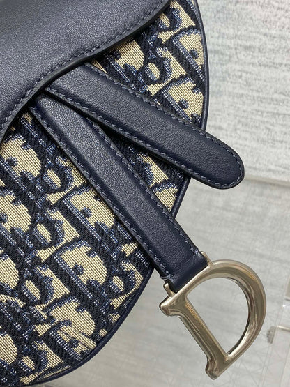DIOR SADDLE 19 BAG WITH STRAP BLUE OBLIQUE JACQUARD