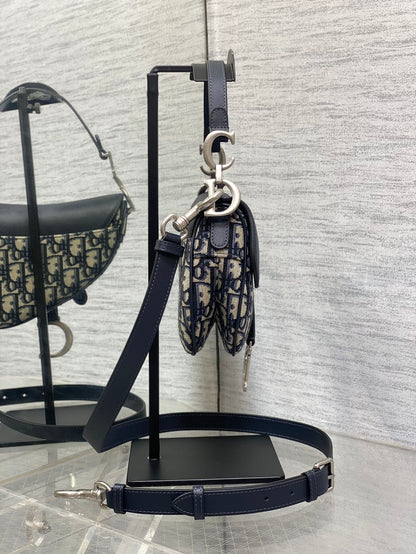 DIOR SADDLE 19 BAG WITH STRAP BLUE OBLIQUE JACQUARD
