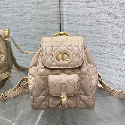 DIOR SMALL 20 CARO BACKPACK IN ALMOND BEIGE MACROCANNAGE LAMBSKIN