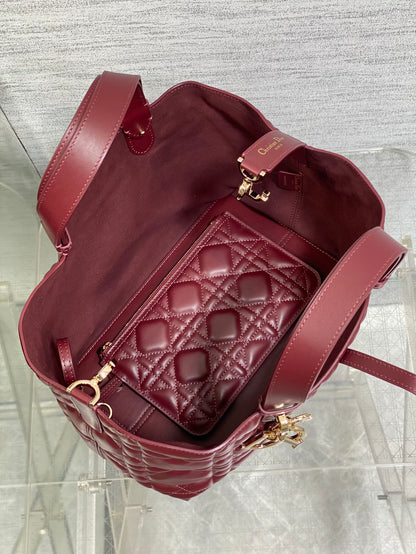 DIOR ALWAYS MEDIUM 28 BAG IN BURGUNDY RED MACROCANNAGE CALFSKIN