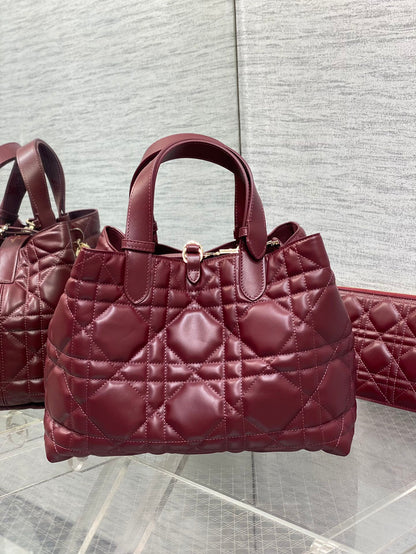 DIOR ALWAYS MEDIUM 28 BAG IN BURGUNDY RED MACROCANNAGE CALFSKIN