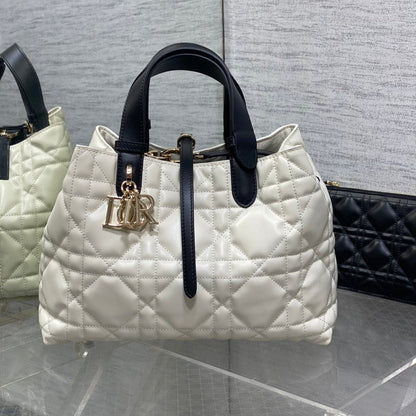DIOR ALWAYS MINI 28 BAG IN WHITE MIX BLACK MACROCANNAGE CALFSKIN