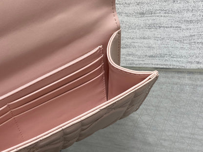 DIOR MISS CARO TOP HANDLE POUCH 24 IN PALE PINK MACROCANNAGE LAMBSKIN