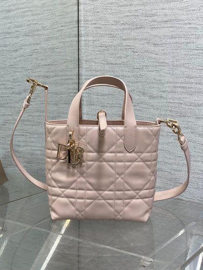 DIOR 25S ALWAYS MINI BAG 16 IN LIGHT PINK MACROCANNAGE CALFSKIN GOLD HARDWARE