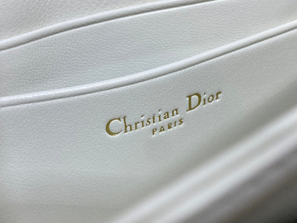 DIOR 25S  TALK PHONE POUCH 21 IN WHITE CANNAGE LAMBSKIN SILVER HARDWARE