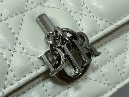 DIOR 25S  TALK PHONE POUCH 21 IN WHITE CANNAGE LAMBSKIN SILVER HARDWRE