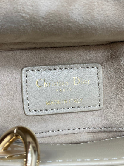 DIOR 25S MICRO LADY D-JOY 19 IN POWDER BEIGE CALFSKIN GOLD HARDWRE