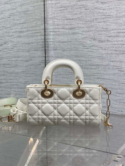 DIOR 25S MICRO LADY D-JOY 19 IN IVORY CALFSKIN GOLD HARDWRE