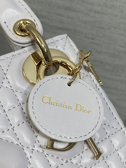 DIOR 25S MINI LADY  BAG 17 IN LILAC CANNAGE CALFSKIN GOLD HARDWRE