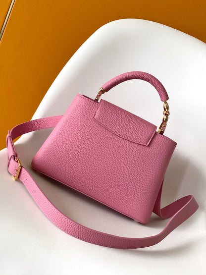 LOUIS VUITTON CAPUCINES MINI 21 IN MARSHMALLOW PINK TAURILLON GOLD HARDWARE