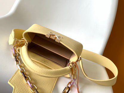LOUIS VUITTON LV 25S CAPUCINES BAG 21 IN YELLOW CALFSKIN GOLD HARDWARE