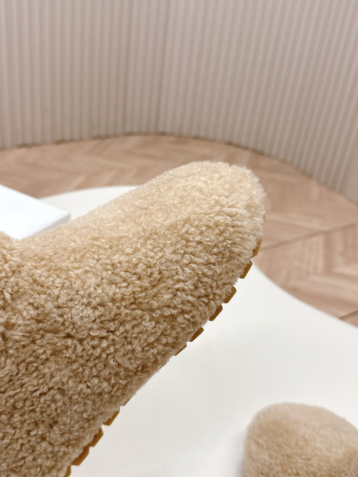 PRADA SNOW ANKLE BOOTS IN BEIGE SHEARLING