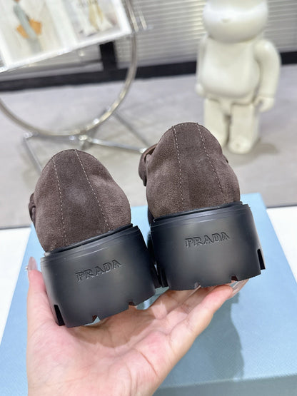 PRADA 25S PLATFORM MARY JANE SHOES IN RK BROWN SUEDE STYLE 3