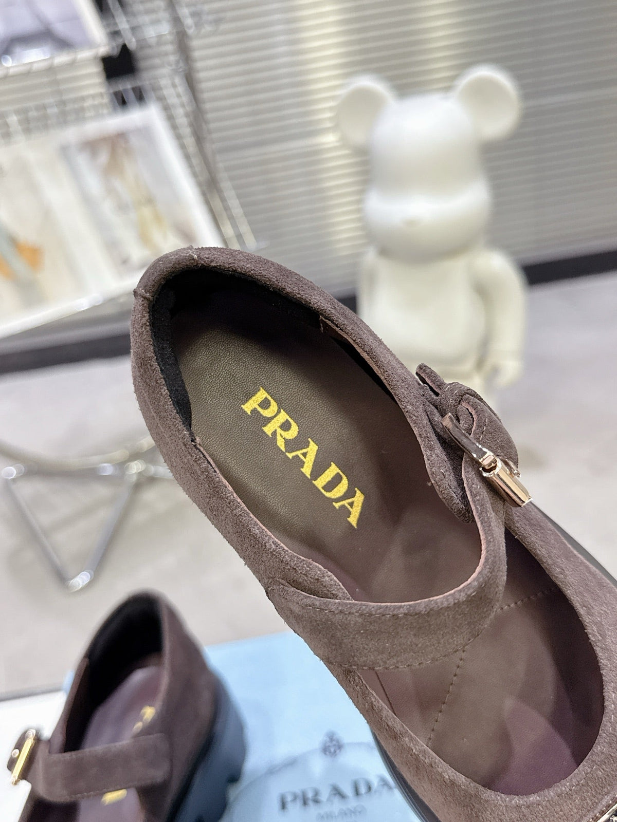 PRADA 25S PLATFORM MARY JANE SHOES IN RK BROWN SUEDE STYLE 3