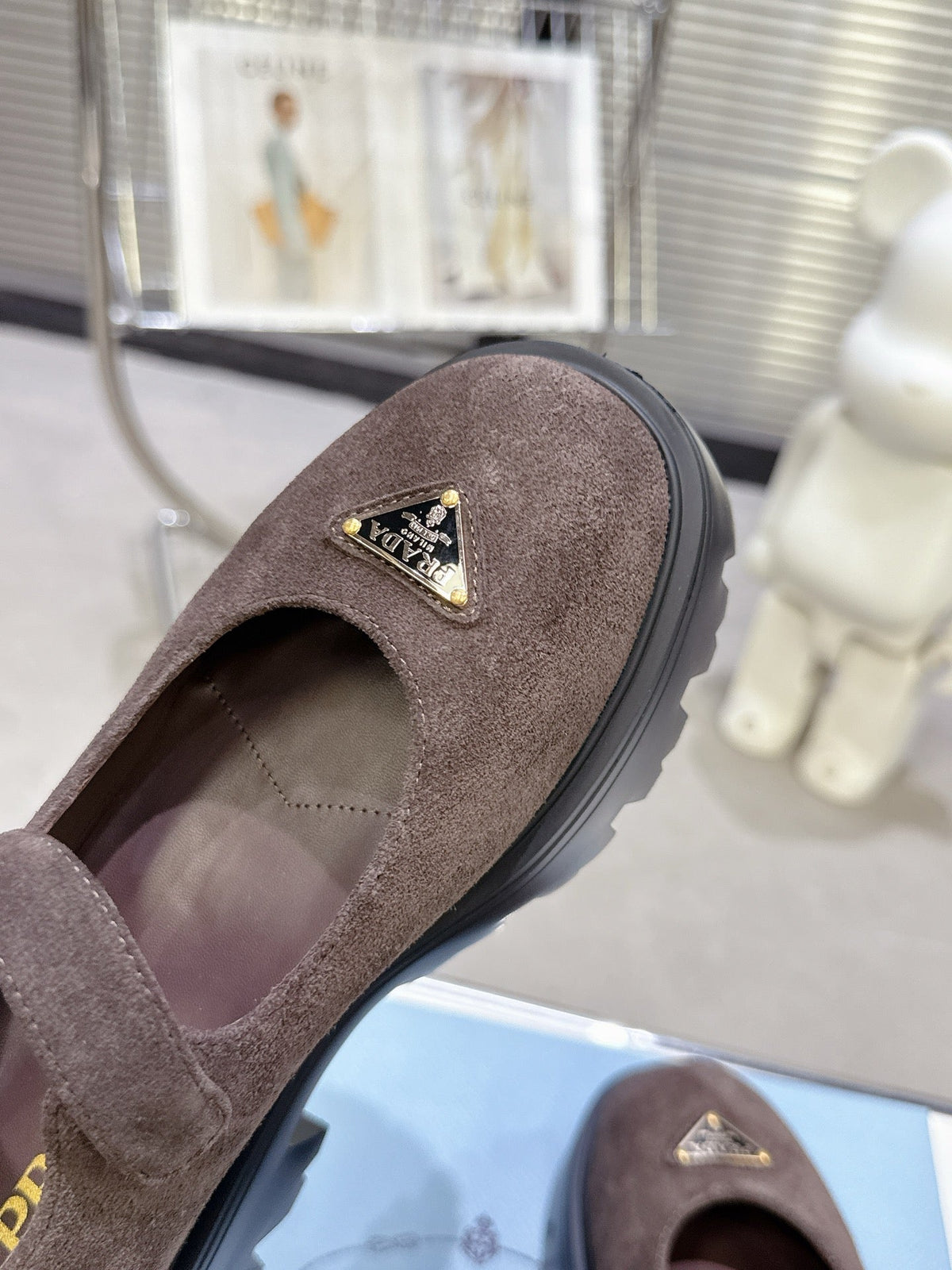 PRADA 25S PLATFORM MARY JANE SHOES IN RK BROWN SUEDE STYLE 3