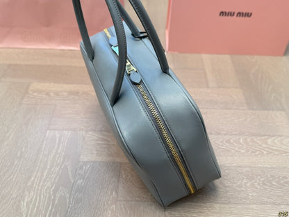 MIU MIU BEAU BAG 33 IN GRAY CALFSKIN WITH BASEBALL CHARM