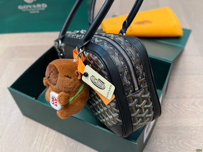 GOYARD SAINT MARTIN BAG 34 IN BLACK GOYARDINE CANVAS AND CALFSKIN