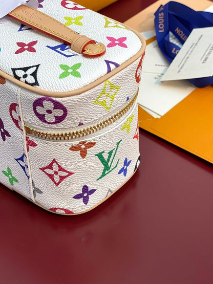 LOUIS VUITTON NICE NANO 14 IN MULTICOLOR MONOGRAM CANVAS GOLD ZIPPER