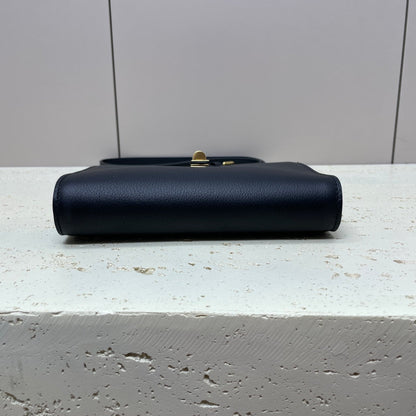 CELINE 16 STRAP POCHETTE 18 IN BLACK SUPPLE CALFSKIN GOLD HARDWARE