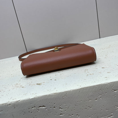 CELINE MINI 18 STRAP POCHETTE IN BRONZE BROWNN SUPPLE CALFSKIN