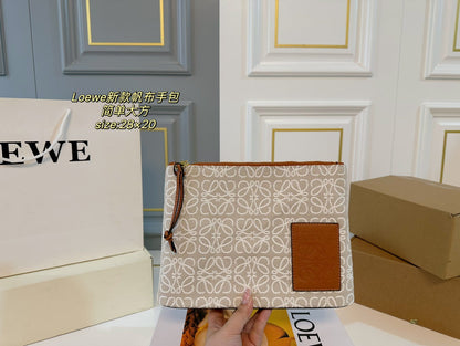 LOEWE LOE 28 CLUTCH BAG IN BEIGE ANAGRAM JACQUARD