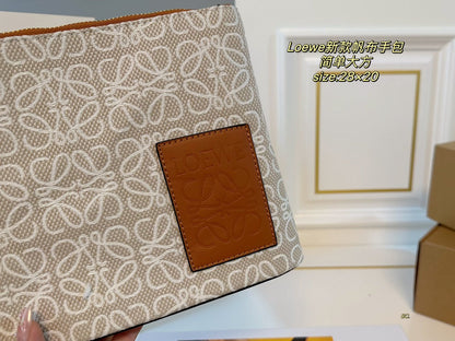 LOEWE LOE 28 CLUTCH BAG IN BEIGE ANAGRAM JACQUARD