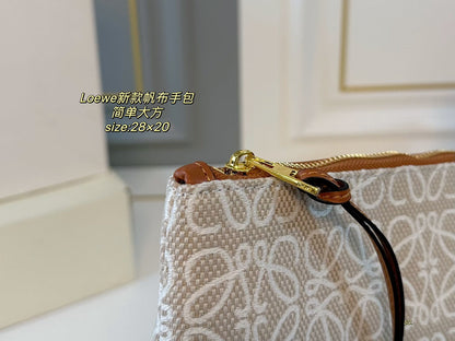 LOEWE LOE 28 CLUTCH BAG IN BEIGE ANAGRAM JACQUARD