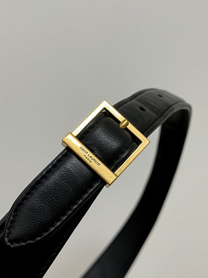 SAINT LAURENT LE 5 À 7 BAG 24 BLACK GLOSSY CALFSKIN HOBO