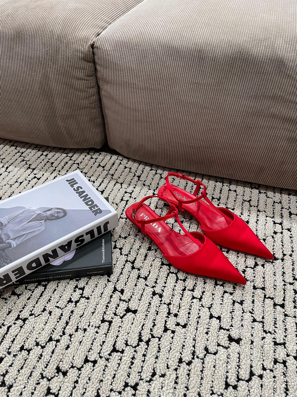 PRADA SATIN SLINGBACK PUMPS CRIMSON
