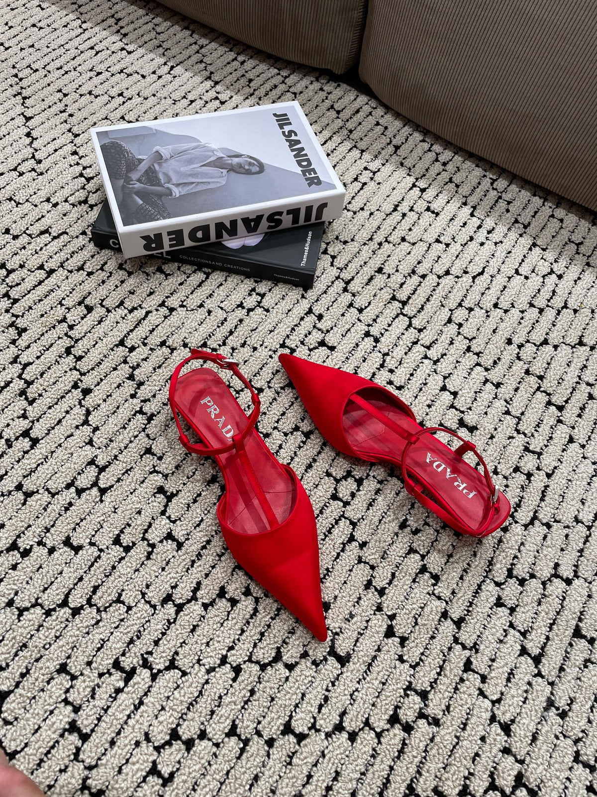 PRADA SATIN SLINGBACK PUMPS CRIMSON
