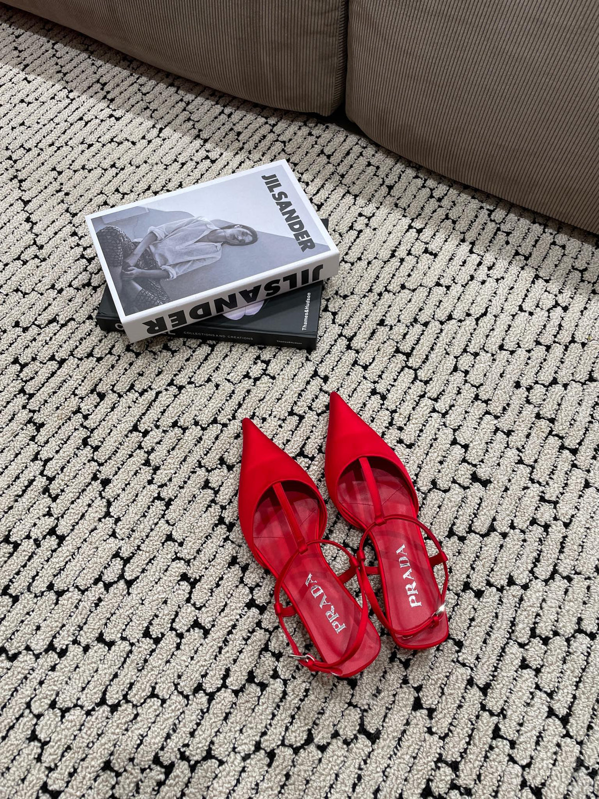 PRADA SATIN SLINGBACK PUMPS CRIMSON