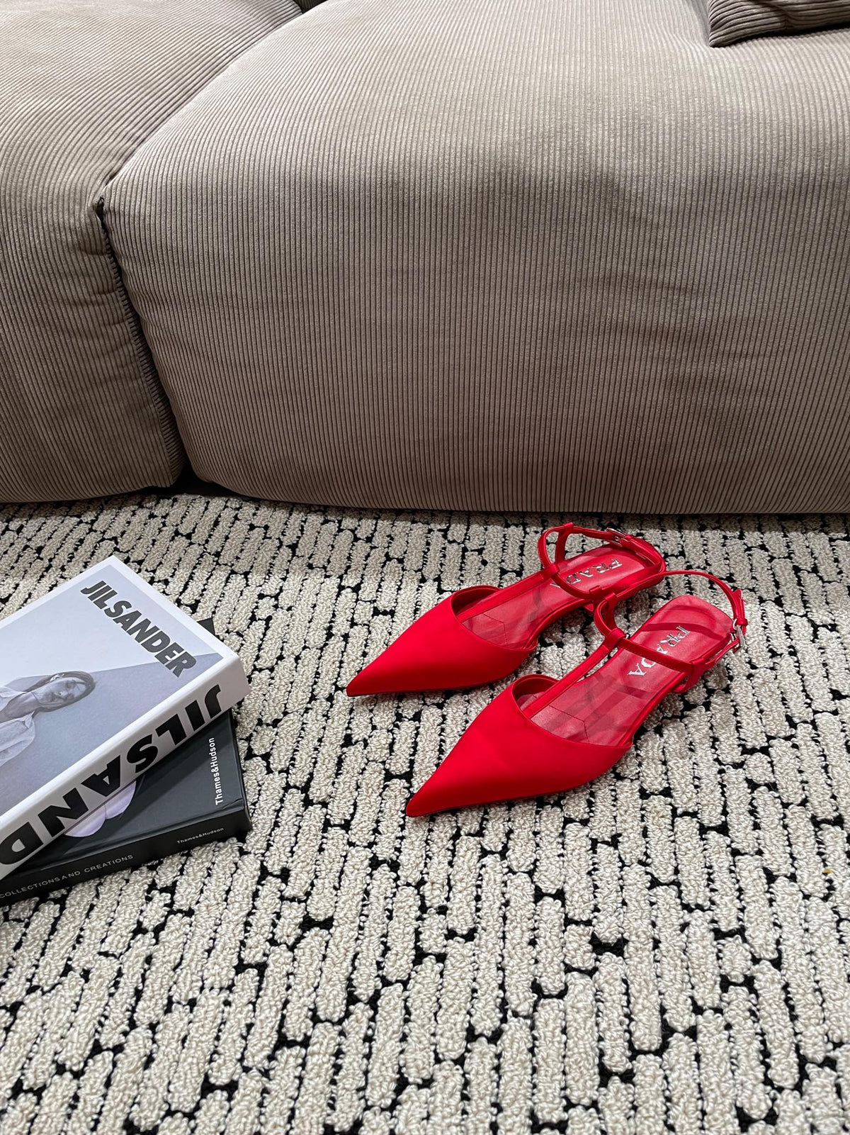 PRADA SATIN SLINGBACK PUMPS CRIMSON