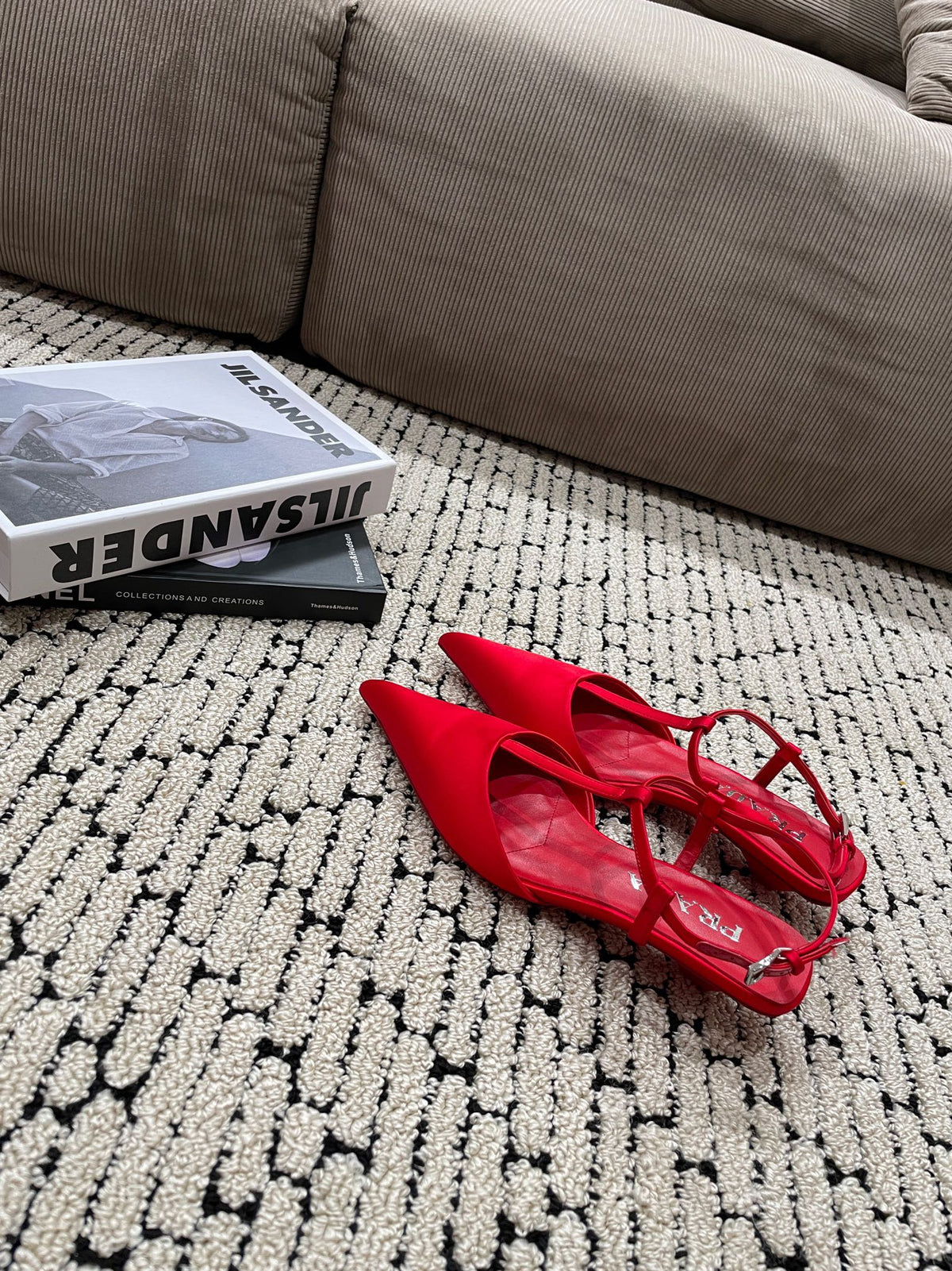 PRADA SATIN SLINGBACK PUMPS CRIMSON