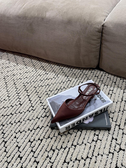 PRADA SATIN SLINGBACK PUMPS CHOCOLATE