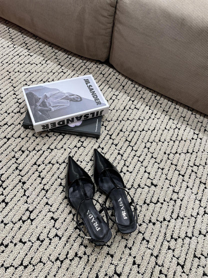 PRADA PATENT LEATHER SLINGBACK PUMPS BLACK
