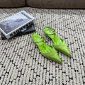 PRADA SATIN SLINGBACK PUMPS CHARTREUSE