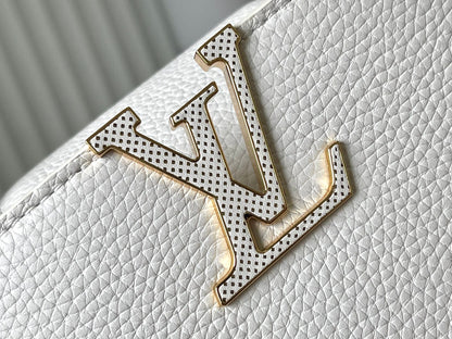 LOUIS VUITTON CAPUCINES MINI 21 IN WHITE TAURILLON GOLD HARDWARE