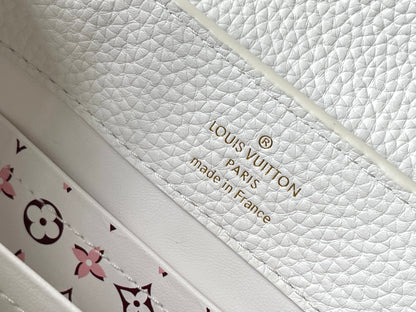 LOUIS VUITTON CAPUCINES MINI 21 IN WHITE TAURILLON GOLD HARDWARE