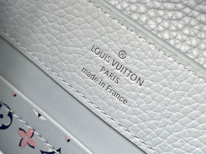 LOUIS VUITTON CAPUCINES MINI 21 IN CHROME GRAY TAURILLON SILVER HARDWARE